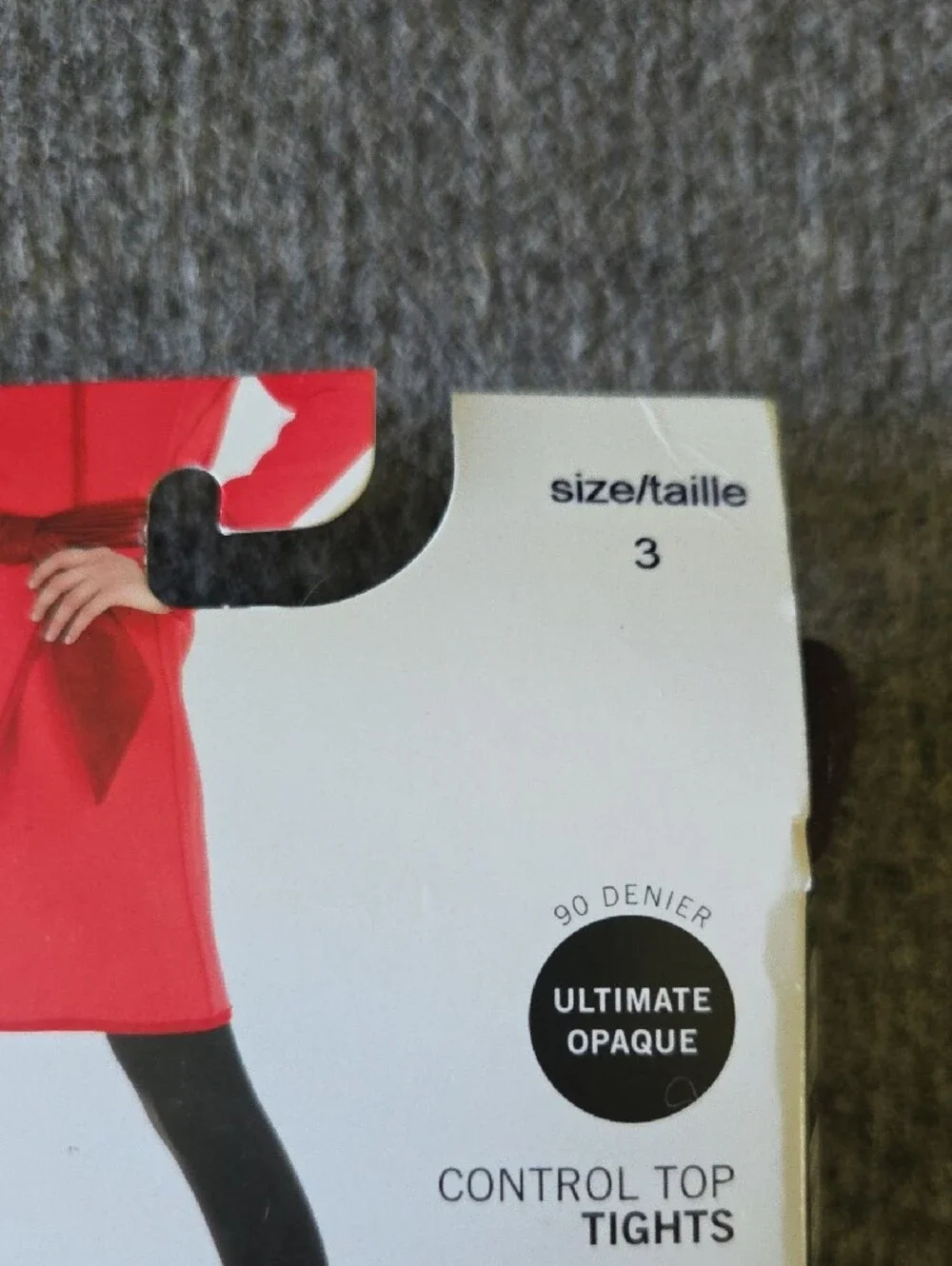 HUE Black Opaque Control Top Tights Size 3